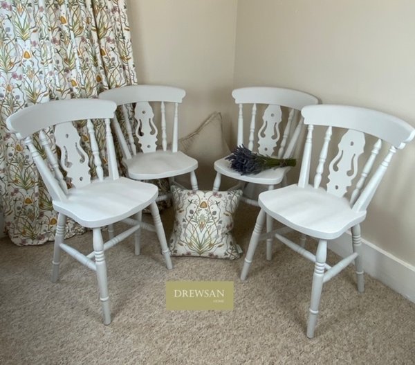 Set of 4 Hand-Painted Farmhouse Chairs