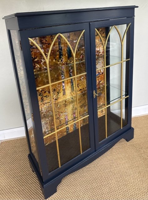 Sold - Bespoke Glass Display Cabinet with Unique Velvet Interior