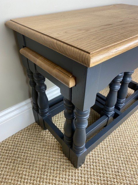 Solid Oak Rustic Nest of Tables