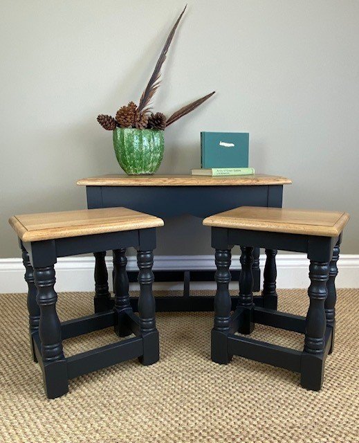 Solid Oak Rustic Nest of Tables