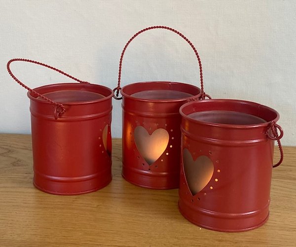 Red Metal Tea Light Holder - Set of 3